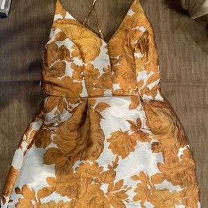 Gold and White Evening/Party Dress